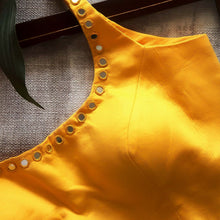 Yellow Achla Sleeveless Mirrorwork Blouse