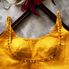 Yellow Achla Sleeveless Mirrorwork Blouse