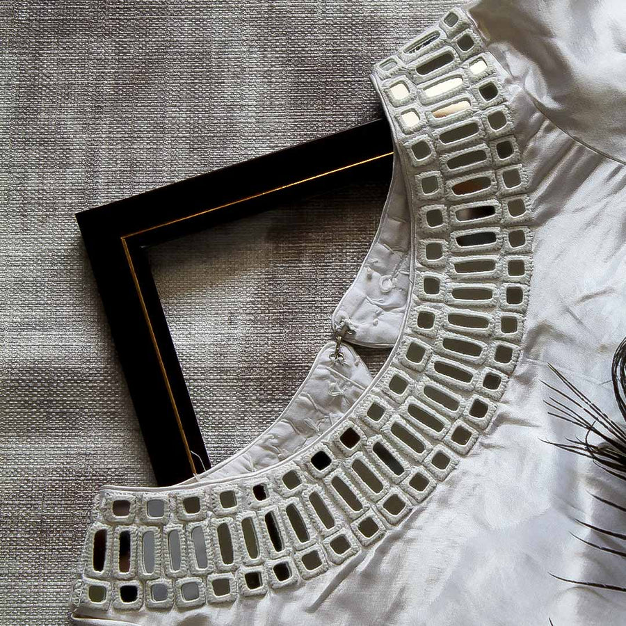 Off White  Naksh Mirror Work Blouse