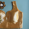 Golden Sweetheart neck Sleeveless Blouse