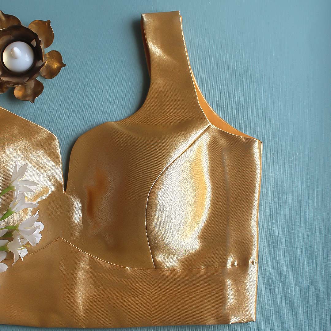 Golden Sweetheart neck Sleeveless Blouse