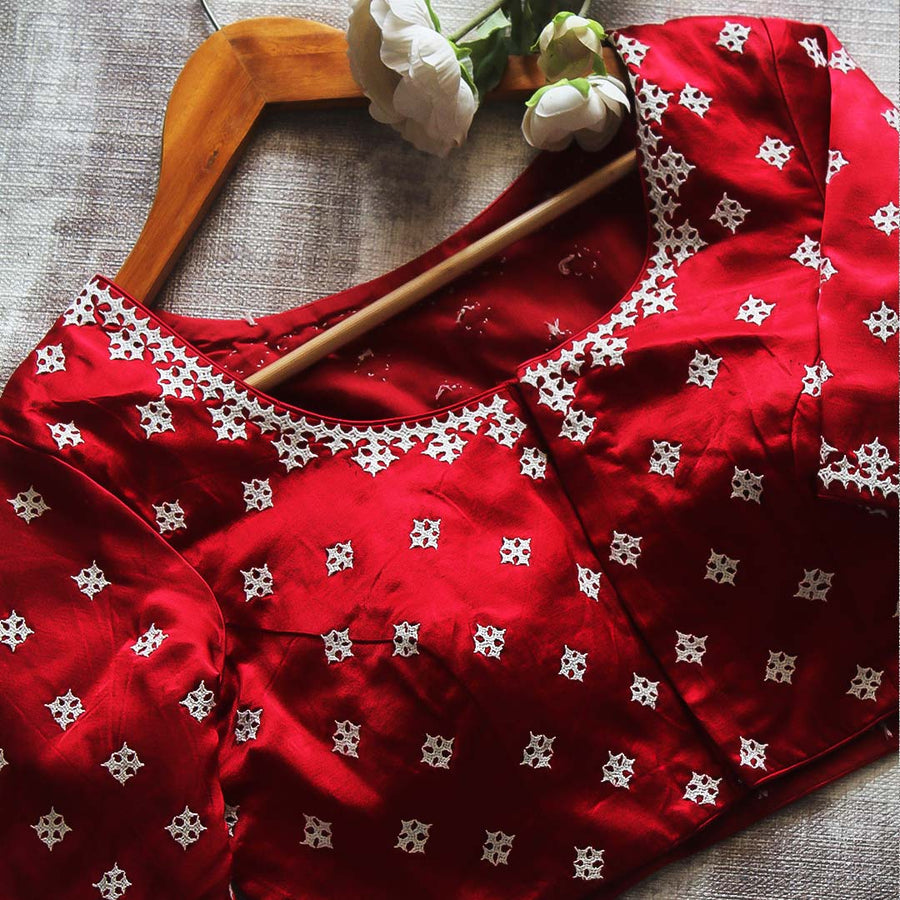 Red Kutch Work  Blouse