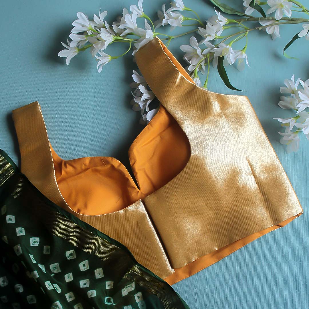 Golden Sweetheart neck Sleeveless Blouse