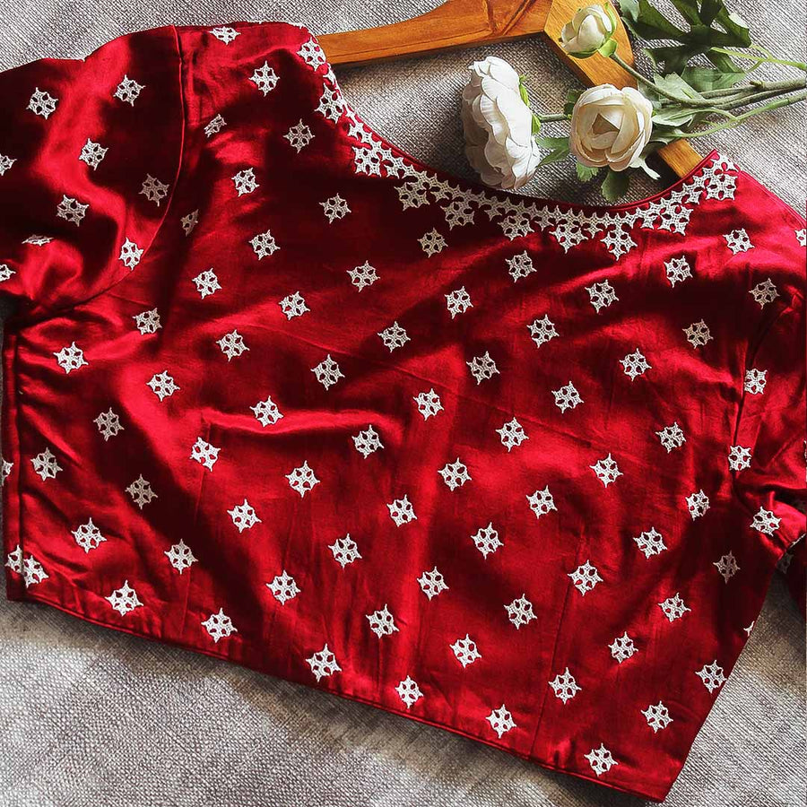 Red Kutch Work  Blouse