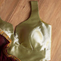Olive Golden Sweetheart neck Sleeveless Blouse