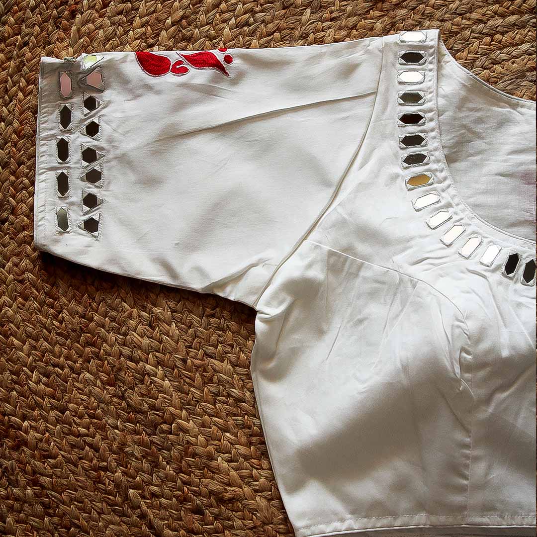Red Ganesh Mirror Work Blouse