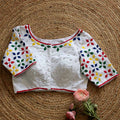 White Multicolor Flower Mirror Blouse