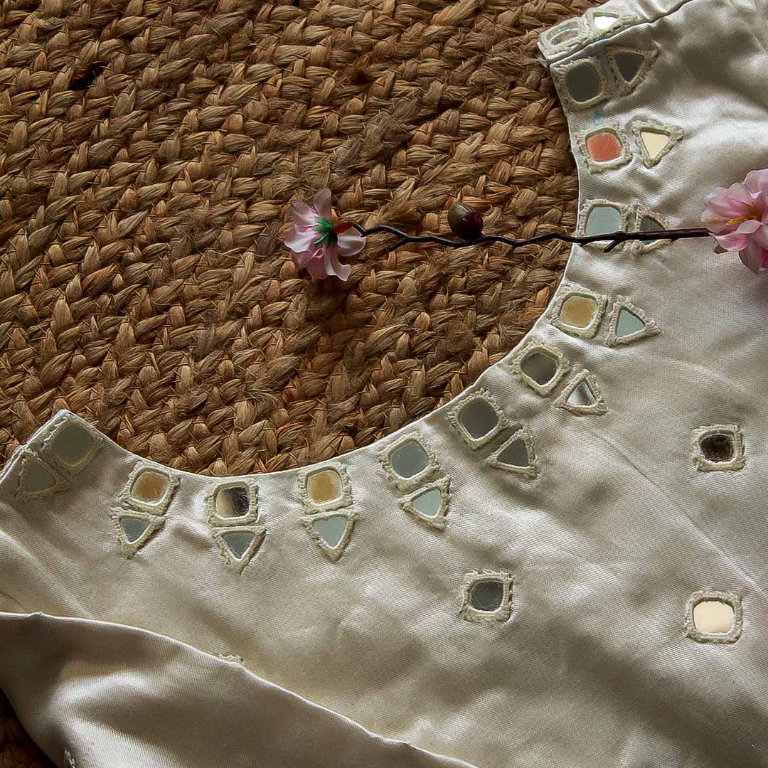 Off White  Naina Mirror Work Blouse