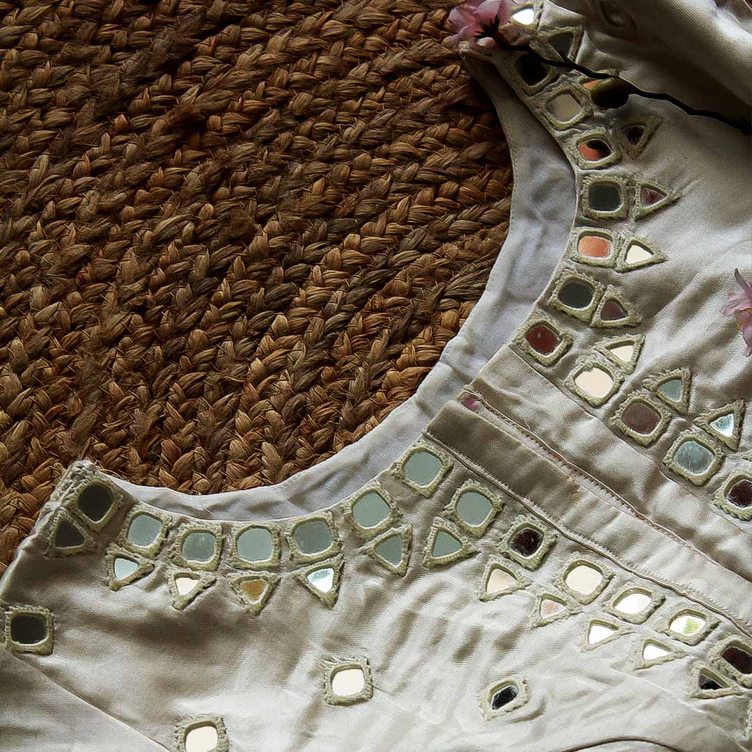 Off White  Naina Mirror Work Blouse