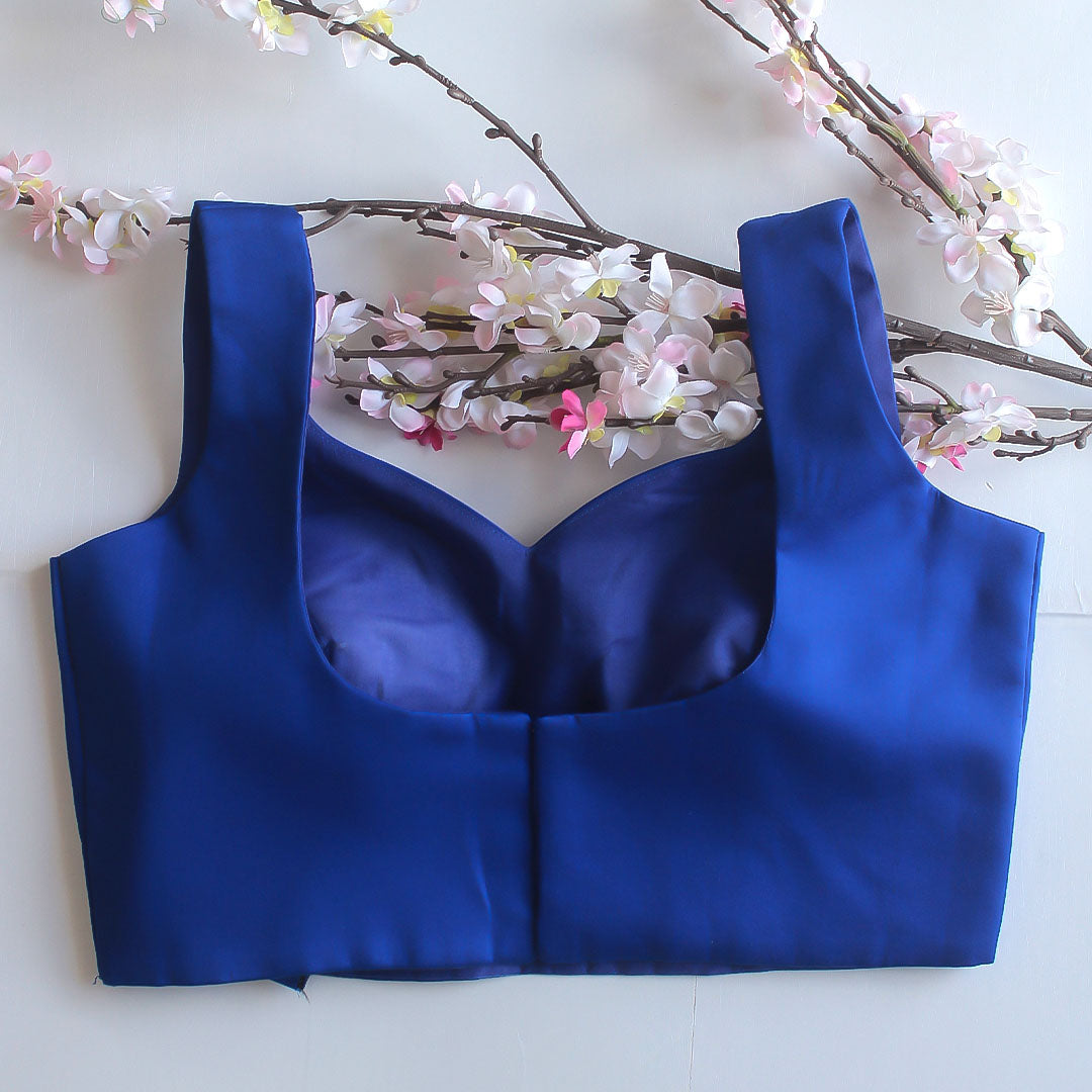 Royal Blue Sweetheart neck Sleeveless Blouse