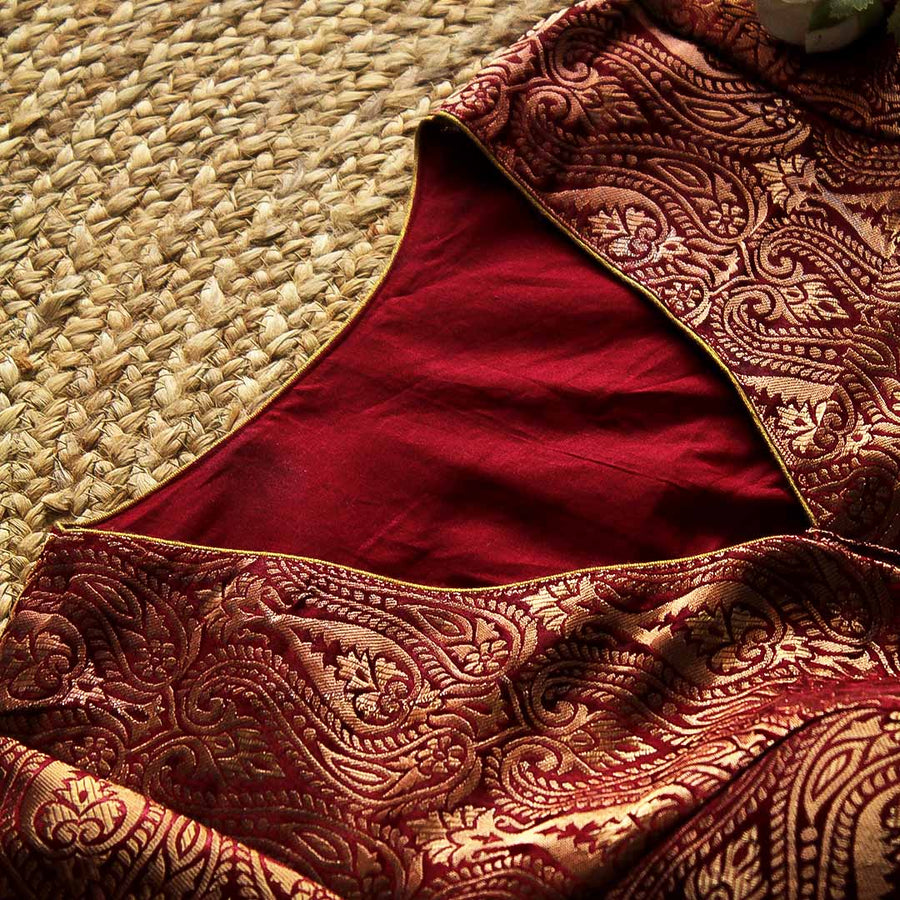 Maroon Arika Brocade Blouse