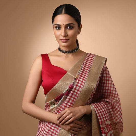 Red Sweetheart Sleeveless Blouse