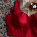 Red Sweetheart Sleeveless Blouse