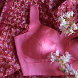 Pink V-Neck Sleeveless Blouse