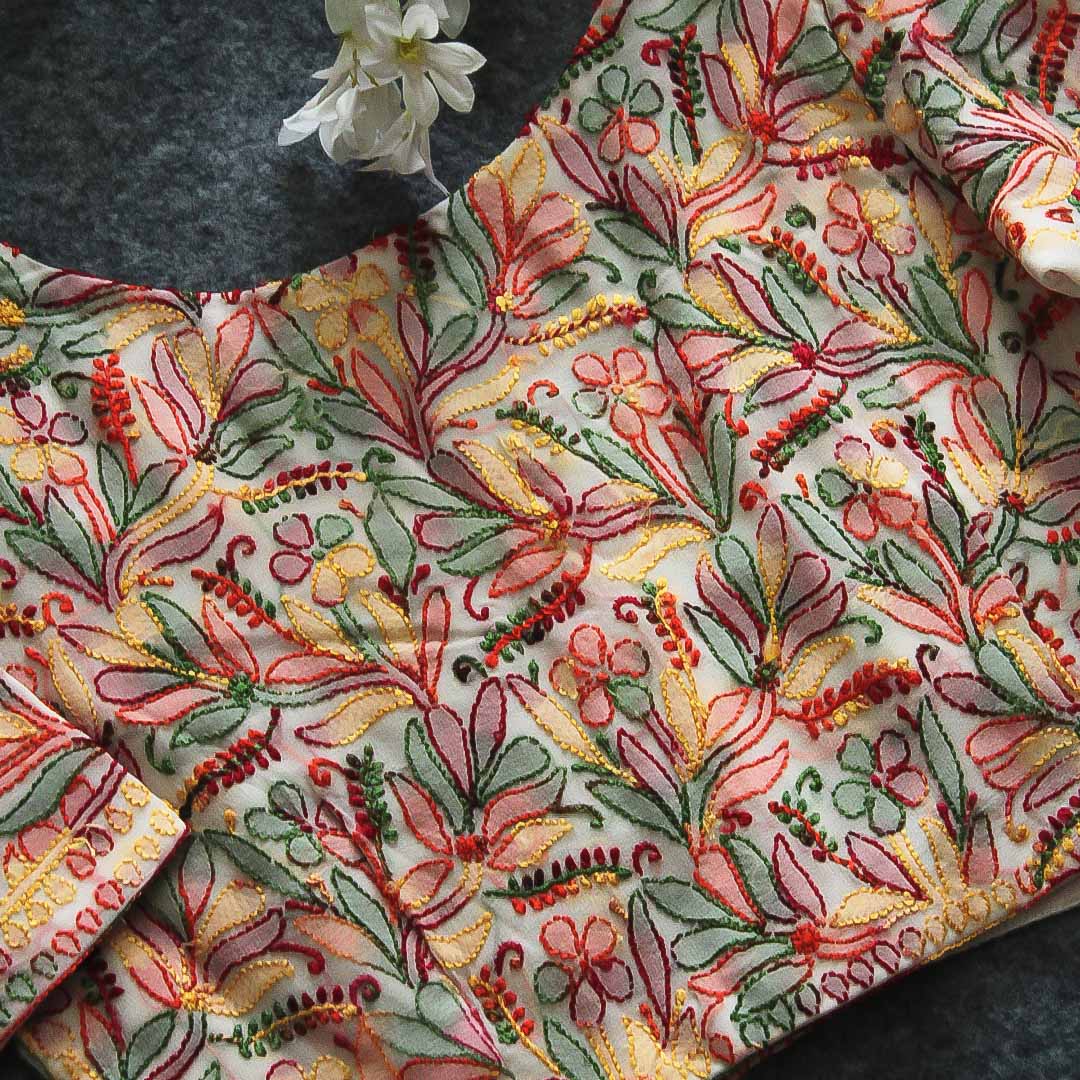 Multicolor Chikankari  work Blouse