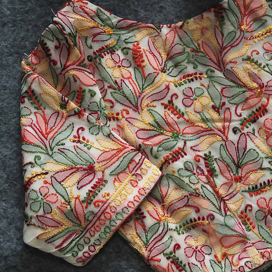 Multicolor Chikankari  work Blouse