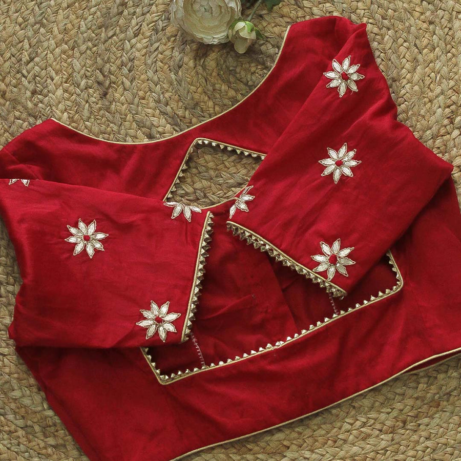 Red Dristi Gota Patti Blouse