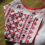 White Cotton Kutch Work  Blouse