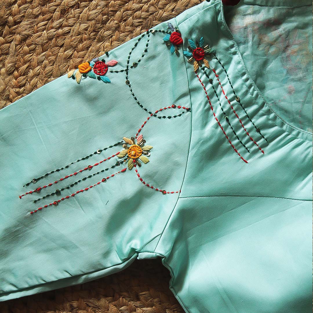 Sea Green Mia Embroidery Blouse