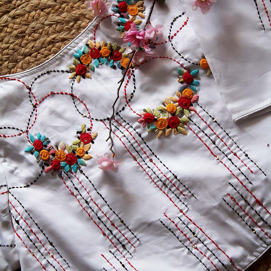 White Mia Embroidery Blouse