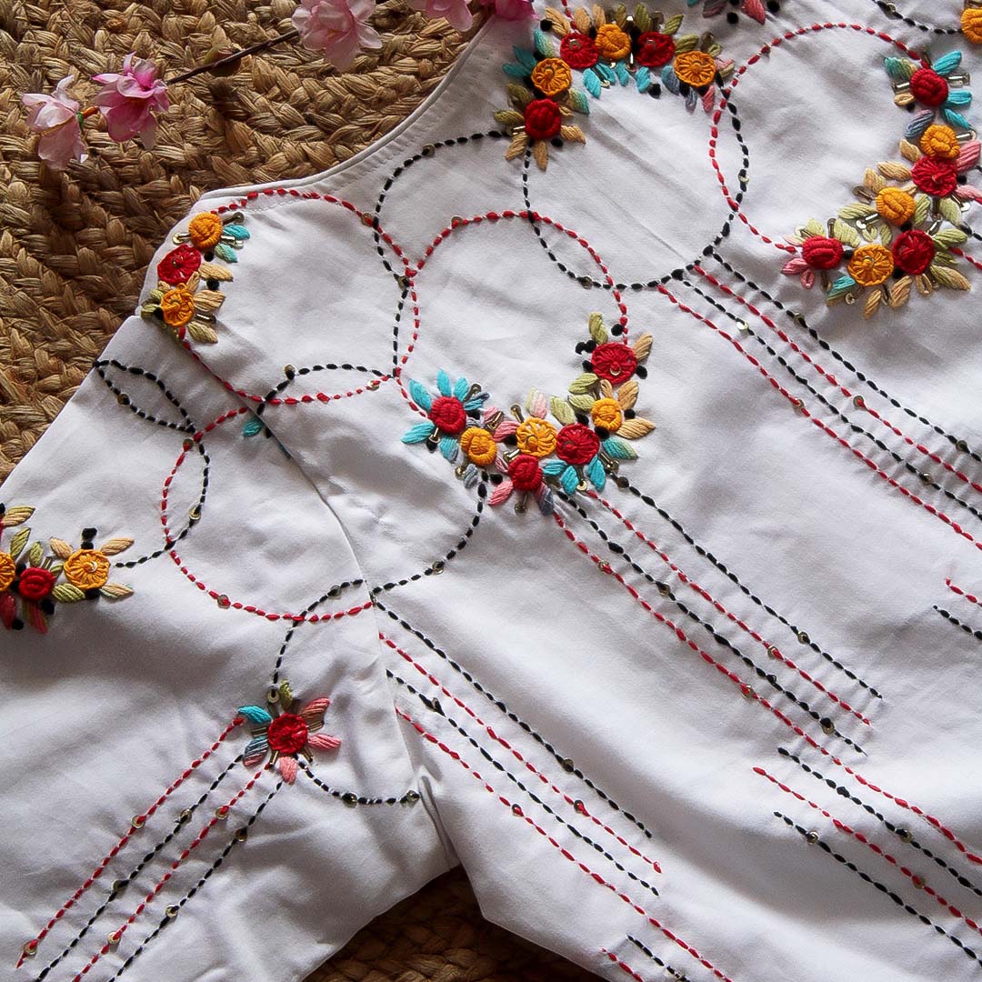 White Mia Embroidery Blouse