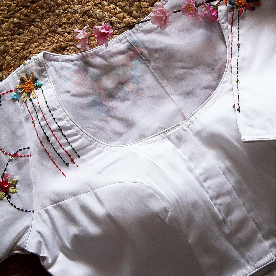 White Mia Embroidery Blouse