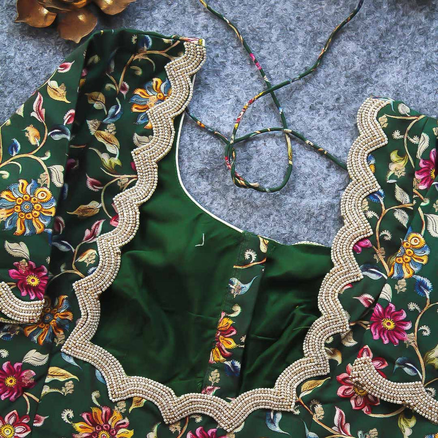 Kalamkari Edha Green Blouse