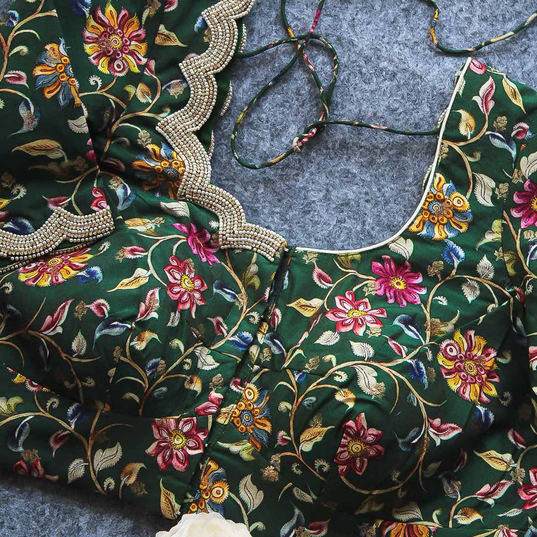 Kalamkari Edha Green Blouse