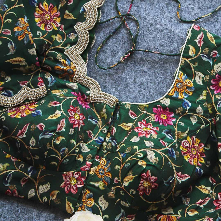 Kalamkari Edha Green Blouse