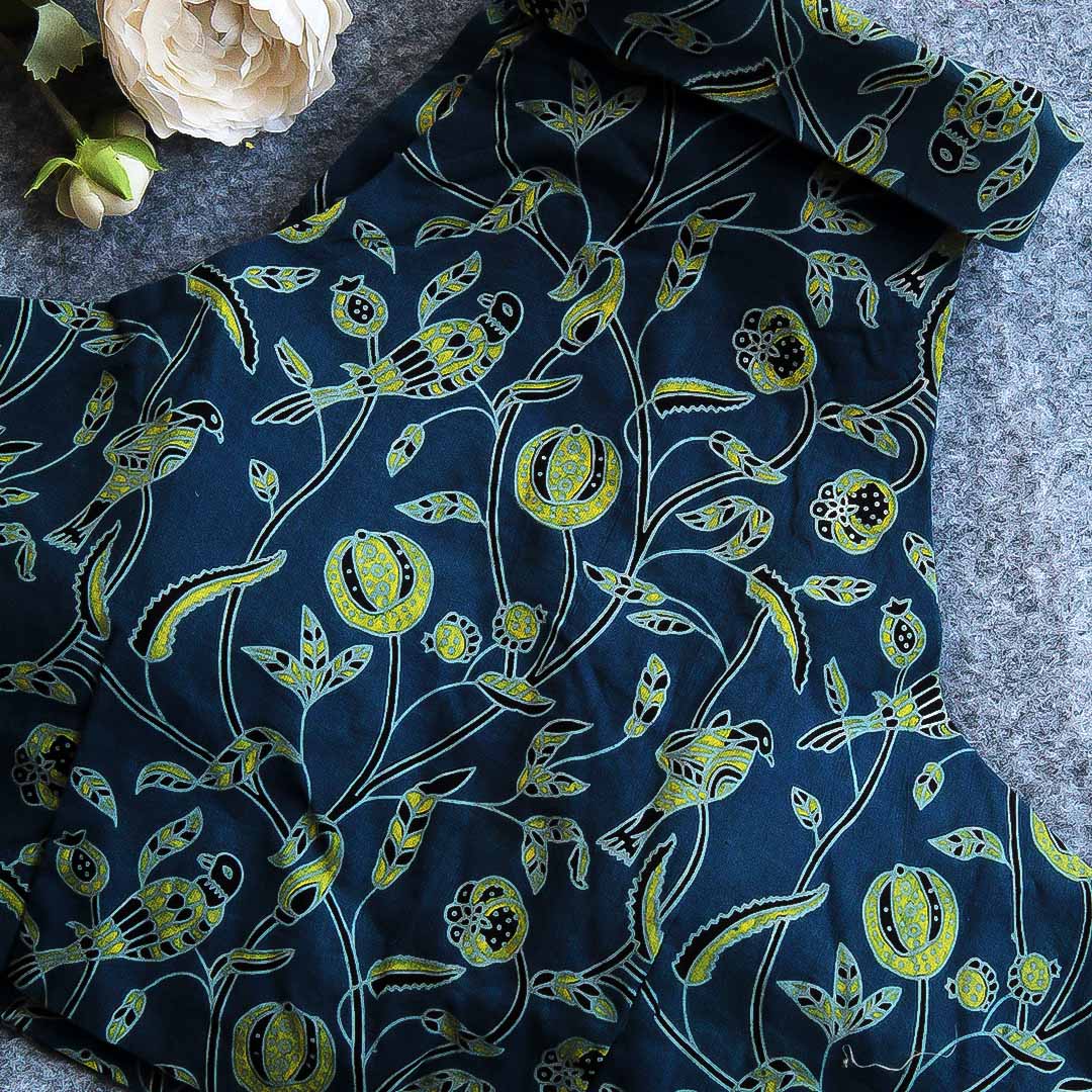 Blue Naksh Collar Neck Blouse