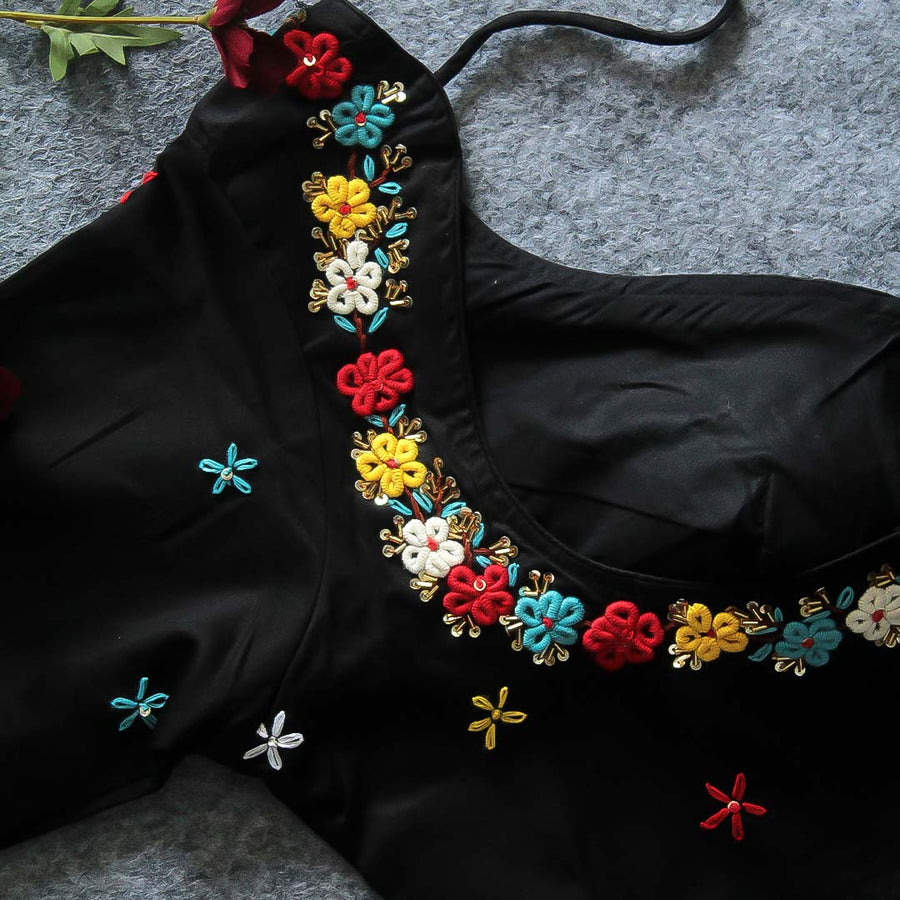 Black Raavi Cotton Silk