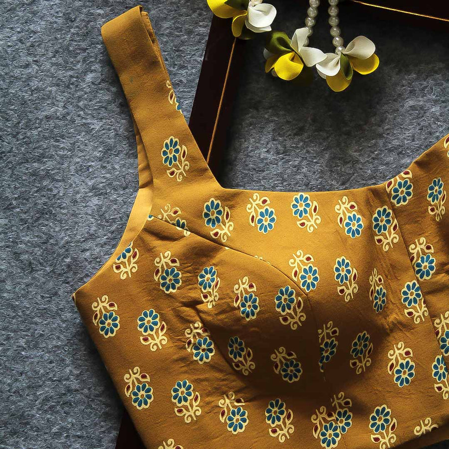 Yellow  Naksh Printed Sleeveless Blouse