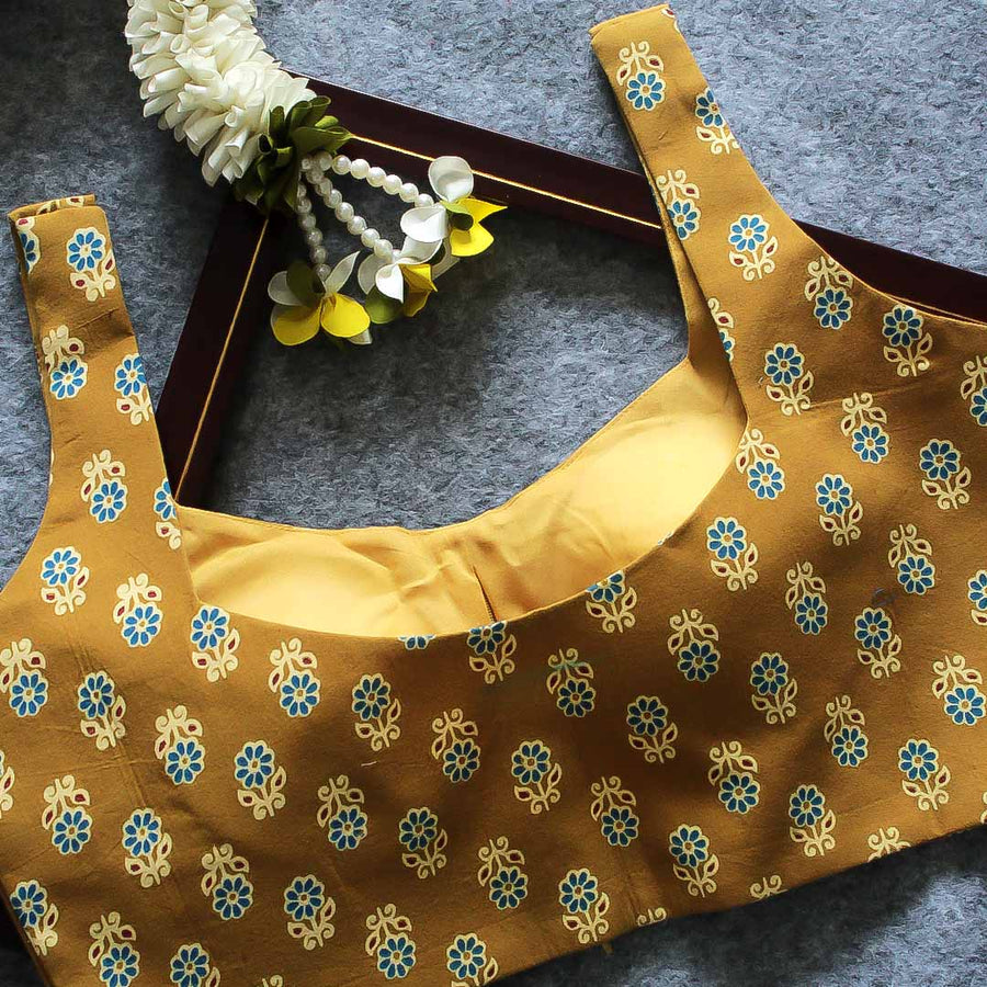 Yellow  Naksh Printed Sleeveless Blouse