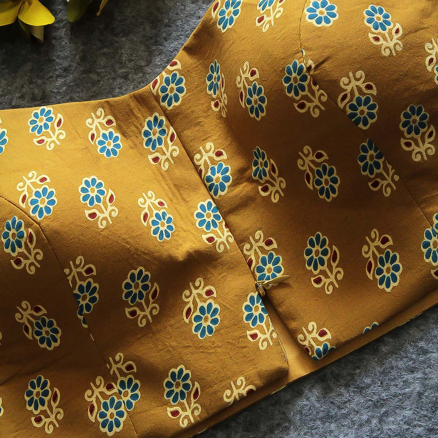 Yellow  Naksh Printed Sleeveless Blouse