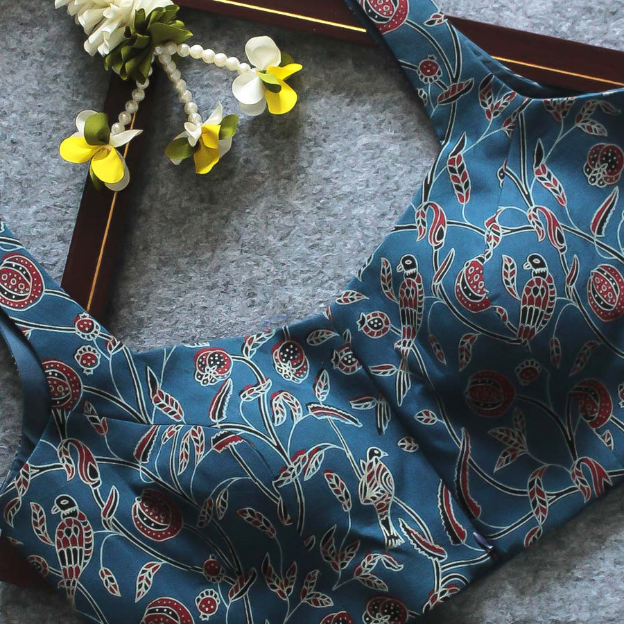 Blue Naksh Printed Sleeveless Blouse