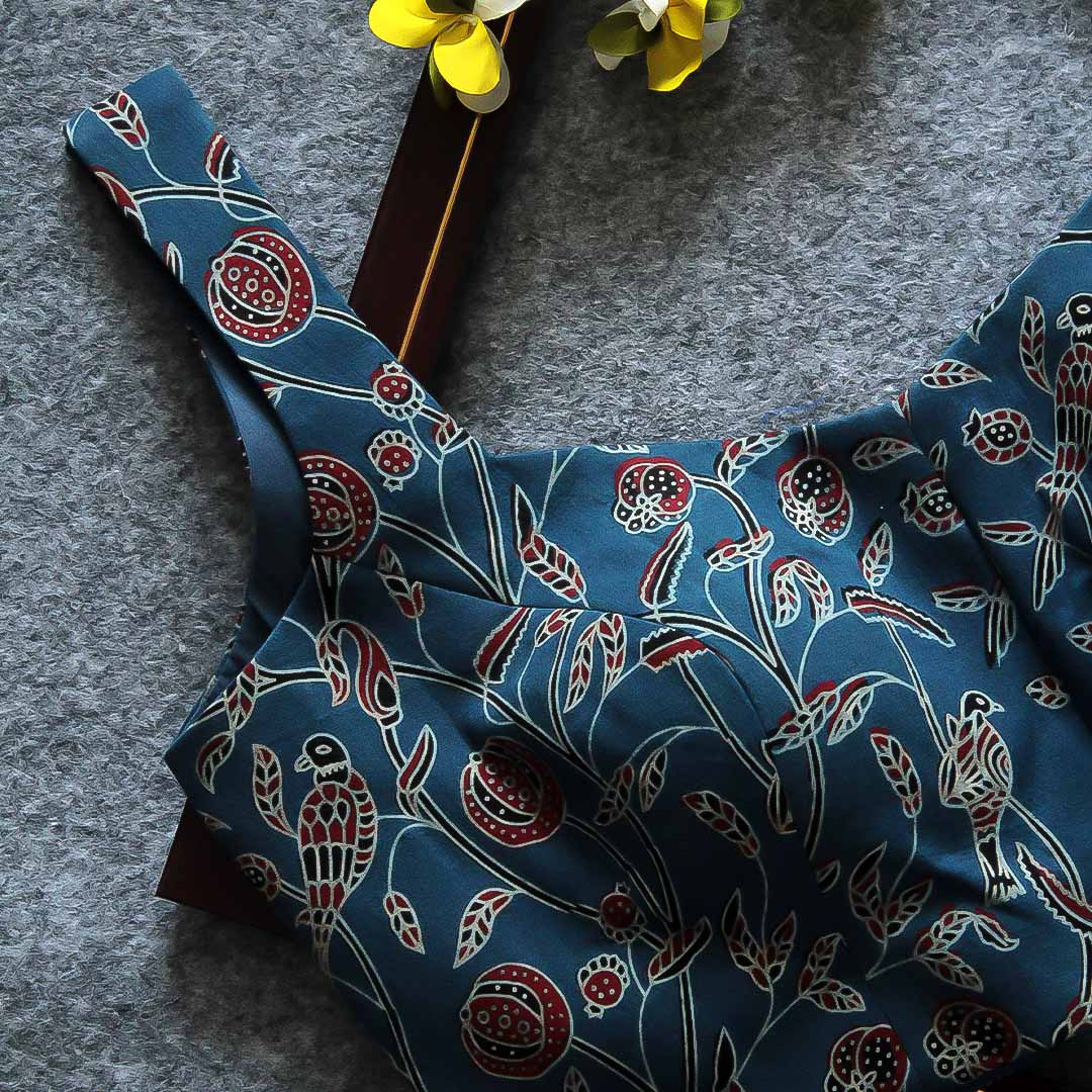 Blue Naksh Printed Sleeveless Blouse