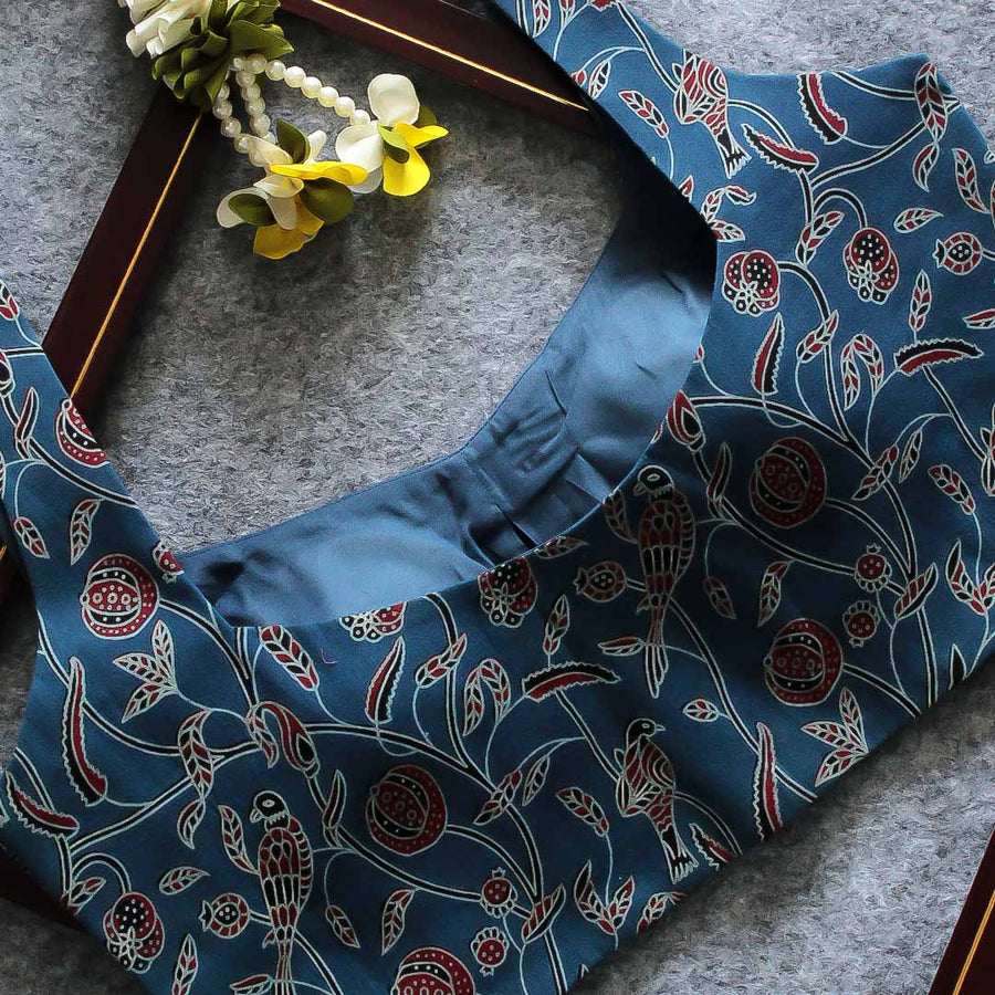 Blue Naksh Printed Sleeveless Blouse
