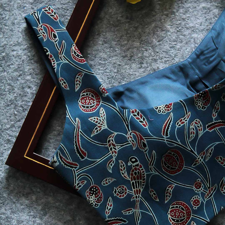 Blue Naksh Printed Sleeveless Blouse
