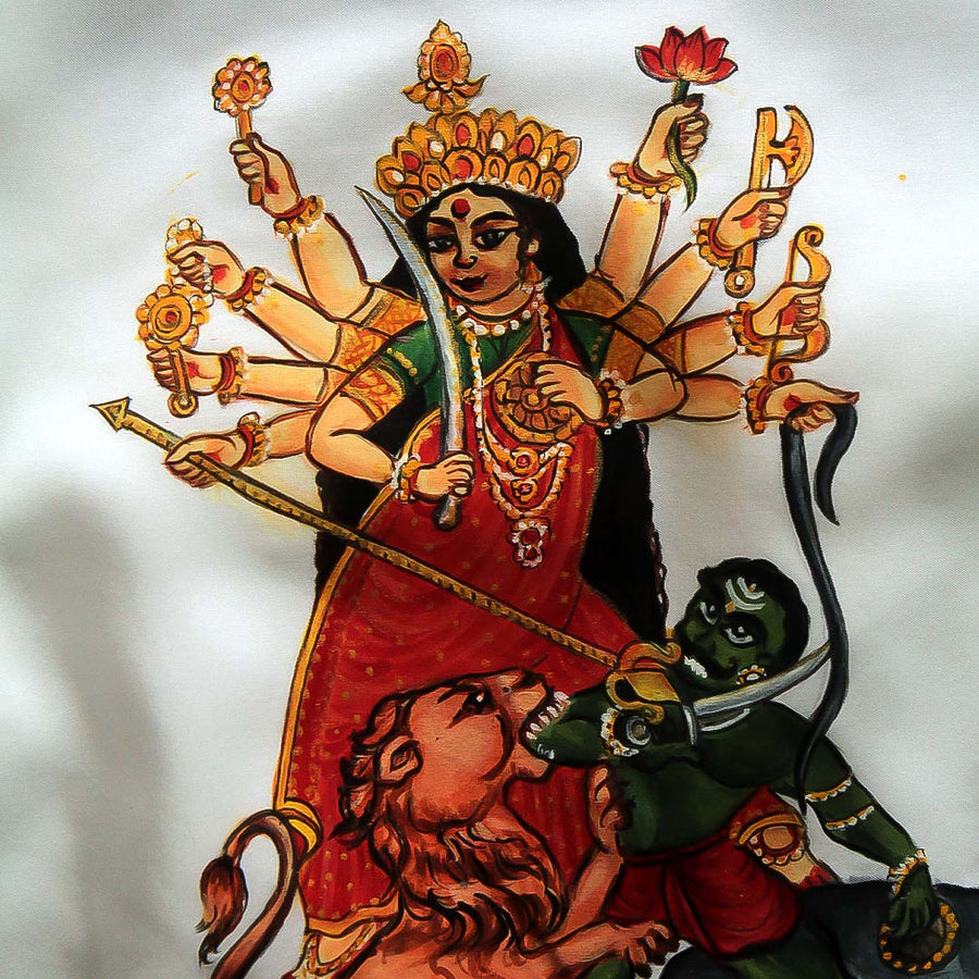 Durga Maa White Tissue Silk Blouse