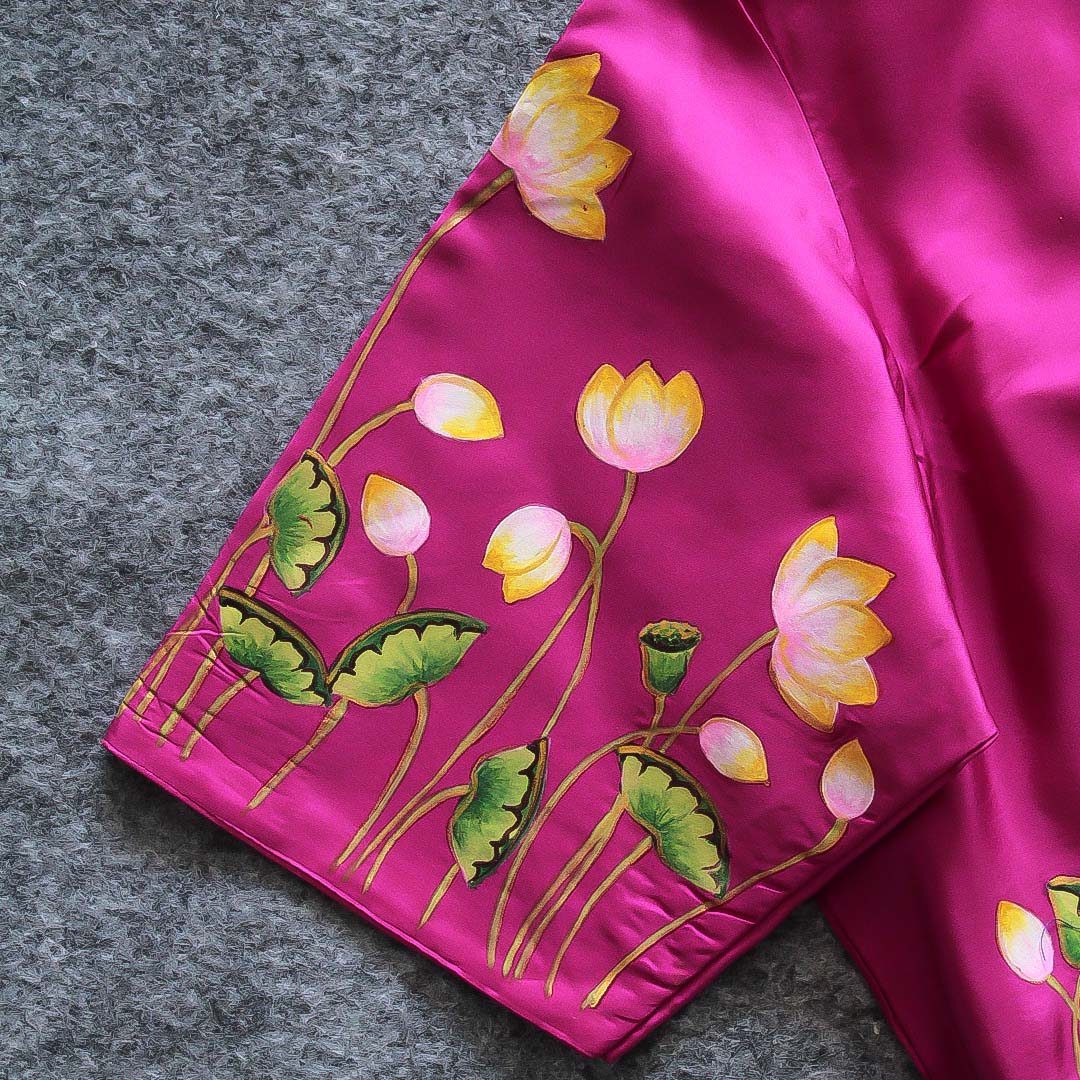 Pink Cow Hand Painted Silk Blouse