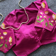 Pink Cow Hand Painted Silk Blouse