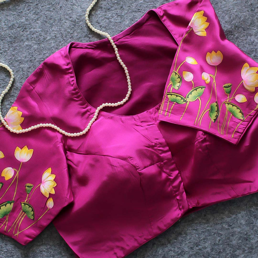Pink Cow Hand Painted Silk Blouse