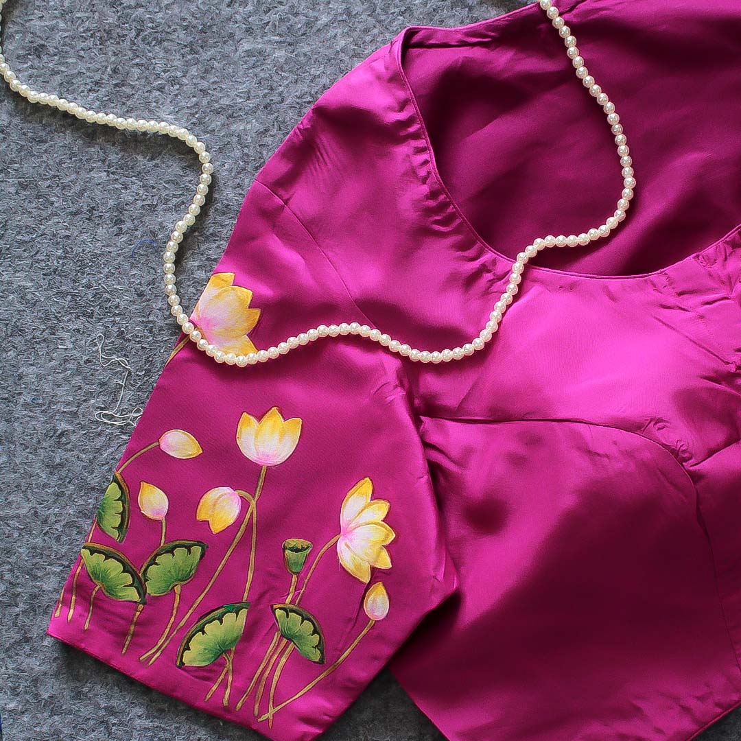Pink Cow Hand Painted Silk Blouse