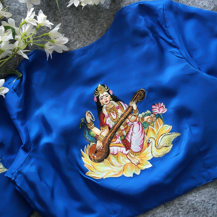 Sarasvati  Maa Blue Silk Blouse
