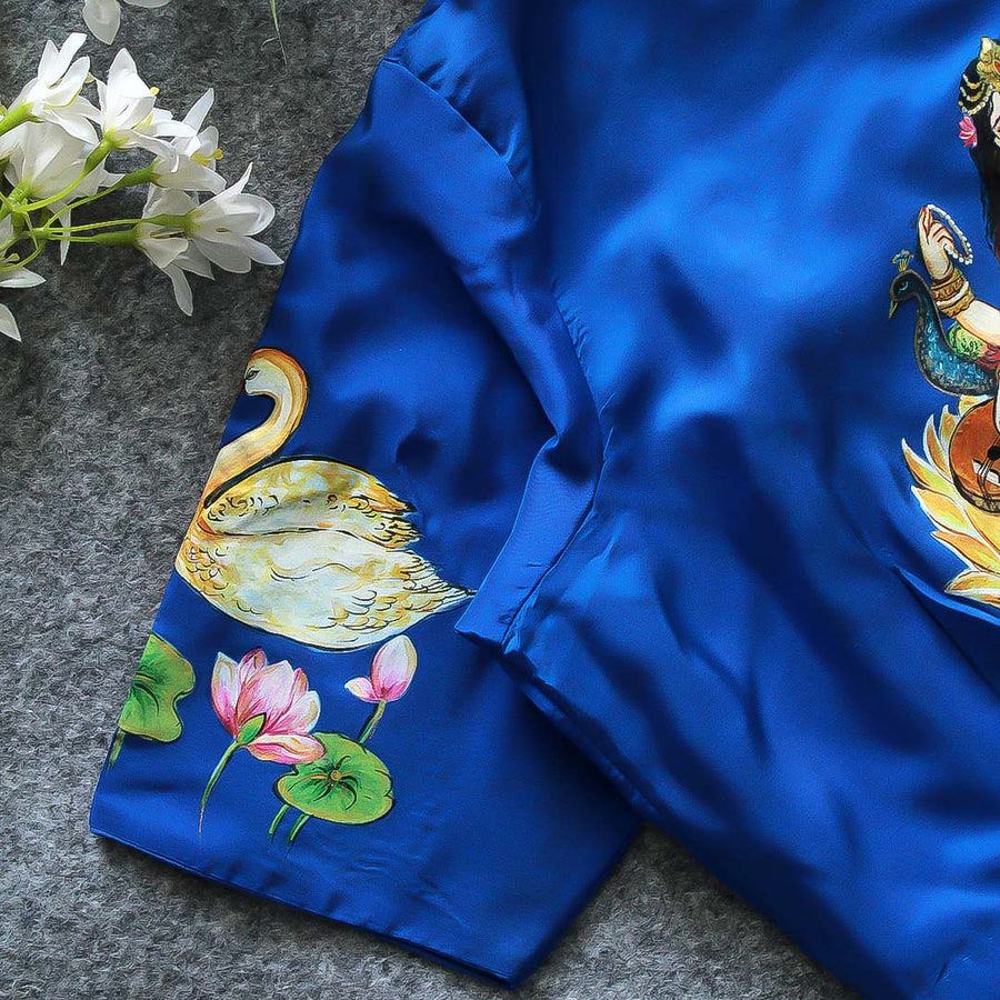 Sarasvati  Maa Blue Silk Blouse