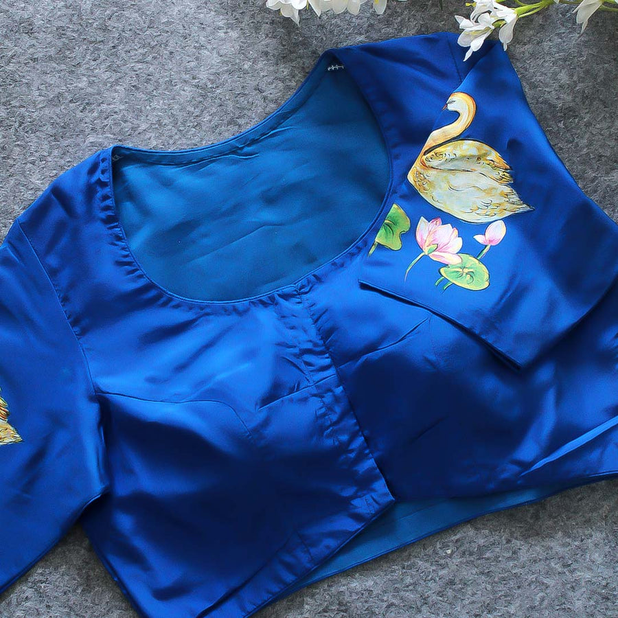 Sarasvati  Maa Blue Silk Blouse
