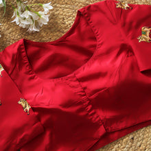 Sree NathJi  Red Hand Painted Silk Blouse