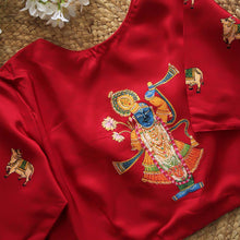 Sree NathJi  Red Hand Painted Silk Blouse