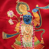 Sree NathJi  Red Hand Painted Silk Blouse