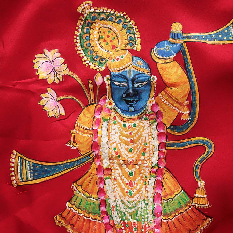 Sree NathJi  Red Hand Painted Silk Blouse